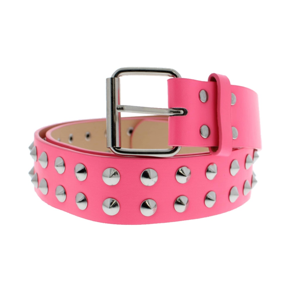 Zac's Alter Ego - Neon Pink 2 Row Conical Studded PU Ceinture - Rose